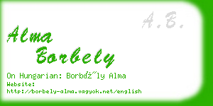 alma borbely business card